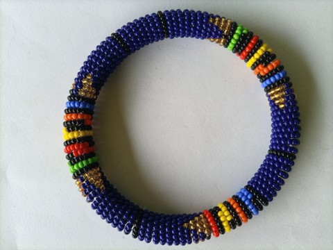 On sale, dark blue beaded unique bracelet, bridal bracelet, Maasai bracelets