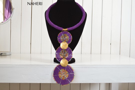 African Beaded Pendant Necklace | Handmade Tiered Jewelry