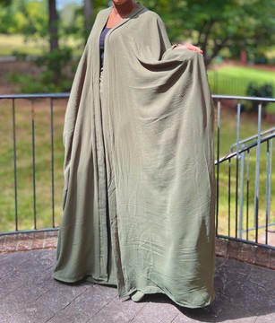 Hunter Green Two Piece Oversized Crepe Maxi Cardigan Top and Wrap Skirt Set