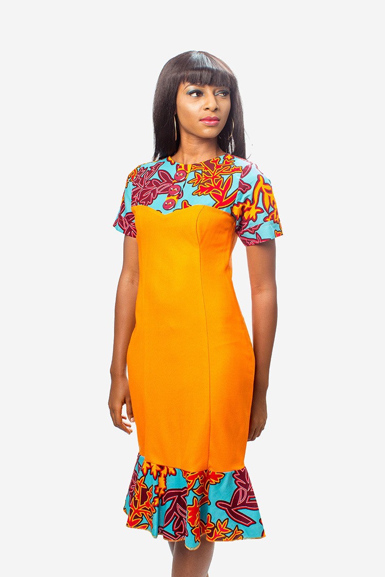 Jersey and Ankara Mix Fitted Dress, African Print Ankara Dress by wandi -  ANKA