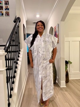 White African Damask Brocade Maxi Dress: Bubu Buga Style