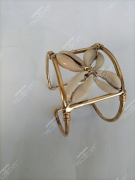 Brass cuff, African cowrie shell cuff , statement bracelet