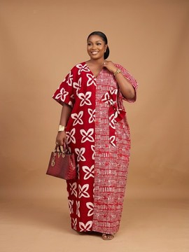 Robe kaftan à imprimé rouge et blanc
