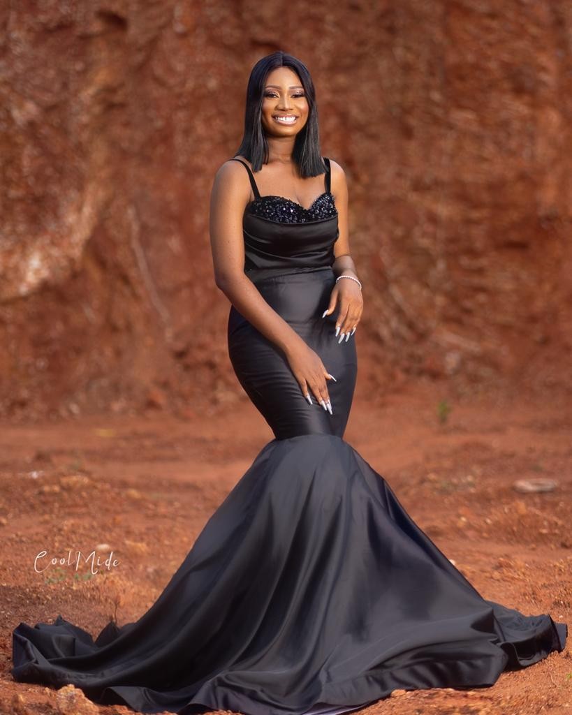 long Black satin mermaid prom dress,African women clothing,long gown, p -  ANKA