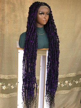 Full lace distressed locs, black purple distressed  locsFor Black Women