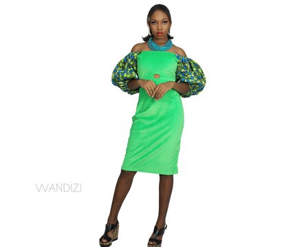 Fitted Puffy Sleeve Dress, African Clothing for Women, Straight Dress