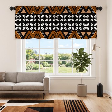 Artistic Mudcloth Cowrie Curtain Valance | African Window Styling | Bynelo