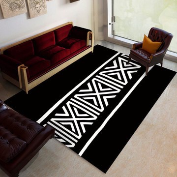 African Area Rug Black &amp; White Tribal Carpet (LARGER SIZES AVAILABLE)