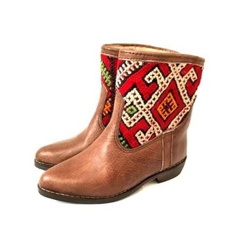 High-end handmade genuine leather and kilim boot.