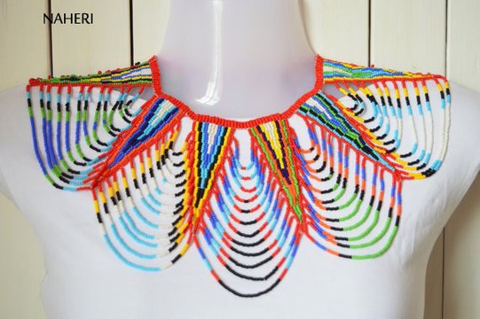 African Maasai Tribal Bib Necklace | Multicolored collar Necklace | African Tribal Jewelry