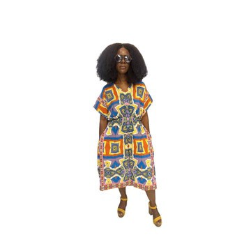 Multi-Colored Flared Maxi Dress