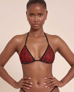 SALLY Bikini - Liserés noirs • Motif Nkyimu
