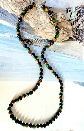 3 tiger eye necklace 🤎💙💚 Man/ natural stone/ Madagascar