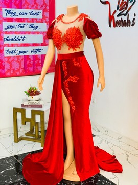 Robe en velours appliqué avec fente, robe de soirée longue, robes de mariée, robes de bal