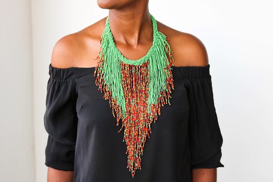 Collier africain, collier à franges perlées, collier multi-rangs, cadeau pour elle, cadeau mamans