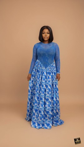 Adesua Adire Mesh Maxi Gown