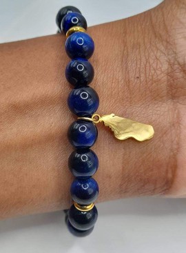 Royal blue tiger's eye bracelet/natural stone/Madagascar