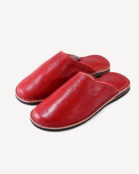 Genuine genuine leather slippers Red
