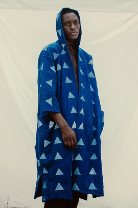 Cloud Hooded Bogolan Cloak