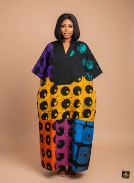 Kaftan batik à motifs multicolores