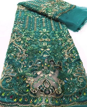 Tissu en dentelle perlée de 5 yards