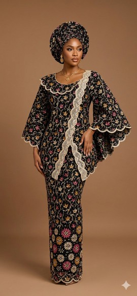 Ensemble asymétrique en dentelle Midnight Blossom