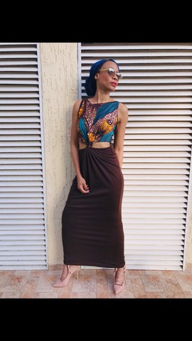 REVERSIBLE HALF PANEL ANKARA COCONUT GROVE  2-WAY PEEKABOO DRESS