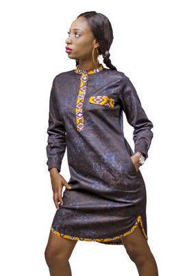 African Print dress, Ankara dress, African womens Clothing, Jeans Dress, Shirt Dress, Denim dress