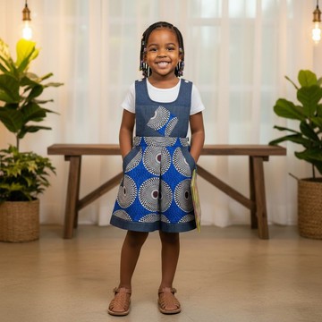 Salopette wax fille MBEMA - tenue africaine enfant (2-12 ans)