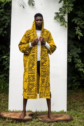 Yellow Sisi Hooded Bogolan Cloak (Pre-Order)