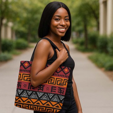 Modern African Tote Bag | Native Mud Cloth Pattern | Large Capacity