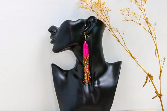 Boucles d’oreilles perlées africaines, boucles d’oreilles Beaded Fringe, boucles d’oreilles élégantes, boucles d’oreilles tribales, boucles d’oreilles Boho