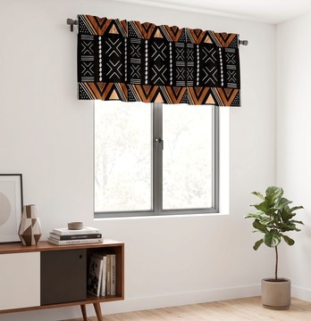 African Tribal Elegance Curtain Valance | Afrocentric Window Treatment | Bynelo