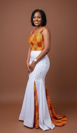 Elegant Kente Print Dress | long gown