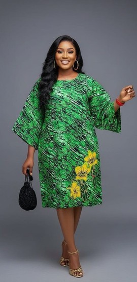 Emerald Forest Adire Shift Dress