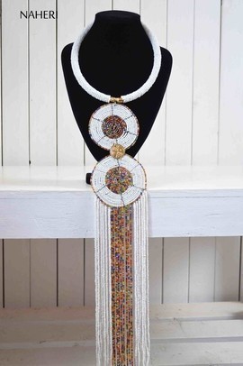 African Beaded White Necklace |  Romantic neck piece | Tiered &amp; Tribal