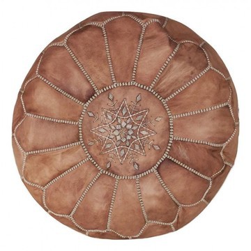 Pouf en vrai cuir naturel Marron pour salon