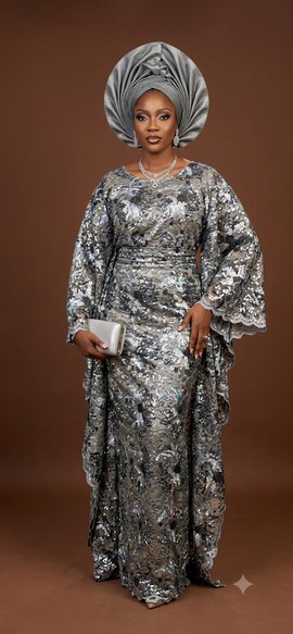 Shimmering Silver Embellished Gown