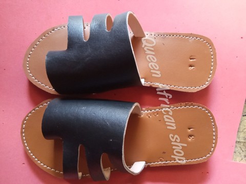 Enfants africains Maasai sandales / cuir uni / sandales plates