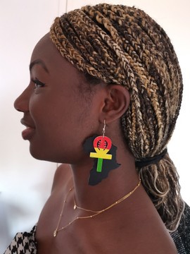 Africa map wooden earrings