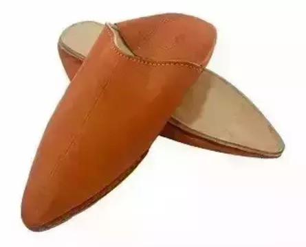 Handmade Orange original leather slippers for Women