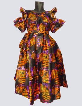 Robe évasée imprimée bazin