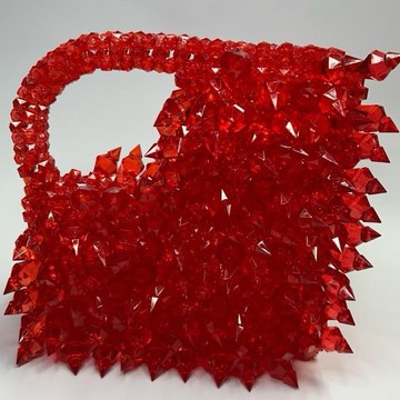 Woman's Red Heart-Shaped Spiky Beaded Handbag, Ideal for every Outfits