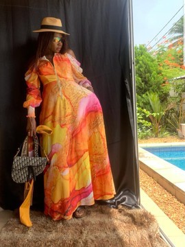 Long rainbow dress