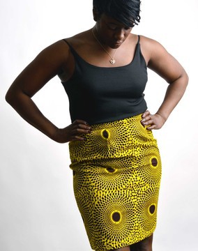 yellow african print pencil skirt
