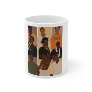 Black King Mug | Bold Afro Inspired Ceramic Coffee Cup | King Crown Design Gift Mug for Him