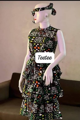 Robe évasée mi-longue africaine Bibitayo