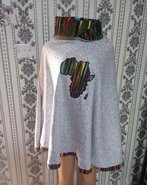 African Print Women Poncho Top, Ankara Sweater, warm African clothes