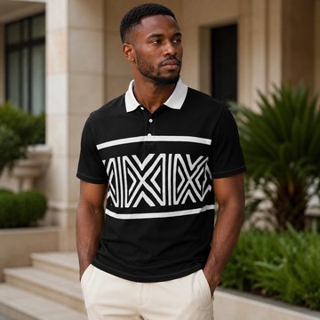 Adinkra Symbol Patterned Men's Heavyweight Polyester Polo Shirt | Heritage-Inspired Apparel | Bynelo