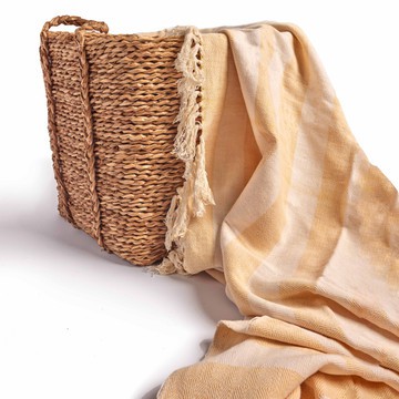 Cream and Yellow Handwoven Cotton Throw